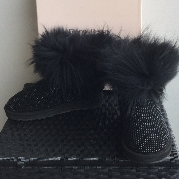 GIANNI RENZI COUTURE Black Suede And Real Fur Ankle Boots Size 7. - Picture 9 of 9